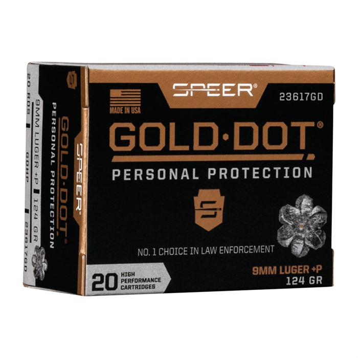 SPEER - GOLD DOT PERSONAL PROTECTION 9MM LUGER +P HANDGUN AMMO