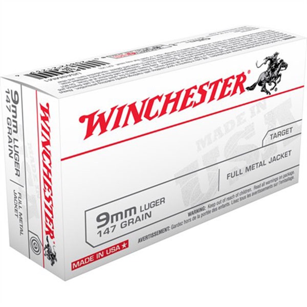 WINCHESTER - USA WHITE BOX AMMO 9MM LUGER 147GR FMJ-FN