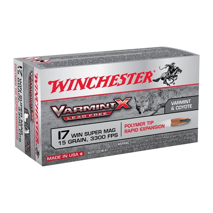 WINCHESTER - VARMINT X LEAD FREE 17 WINCHESTER SUPER MAGNUM RIMFIRE AMMO