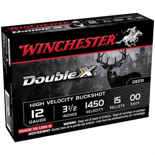 WINCHESTER - WINCHESTER DOUBLE X BUCK 12GAUGE 3.5" 15 PELLETS #00 5/BX (5 ROU