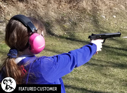 Kevin's daughter at the range with grandfather's S&W Model 41